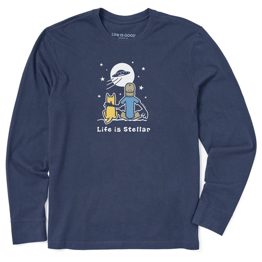 Men's Life is Stellar Jake and Rocket Long Sleeve Crusher Tee