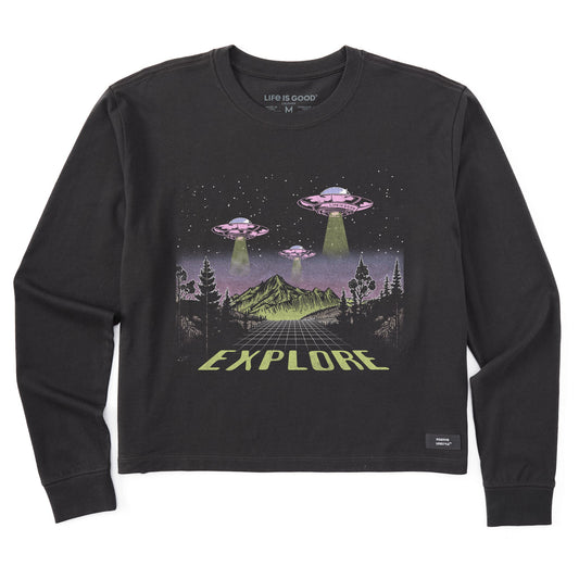 Women's Explore UFO Landscape Long Sleeve Crusher Boxy Tee