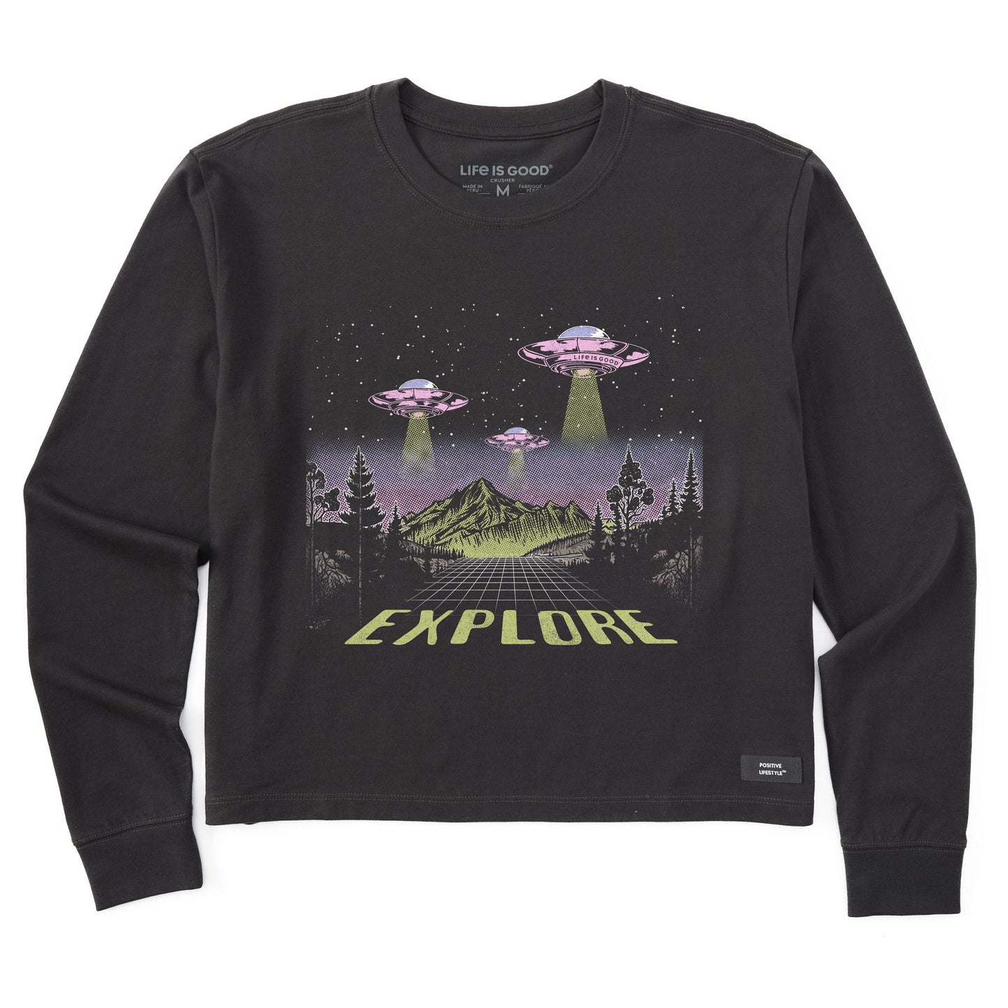 Women's Explore UFO Landscape Long Sleeve Crusher Boxy Tee