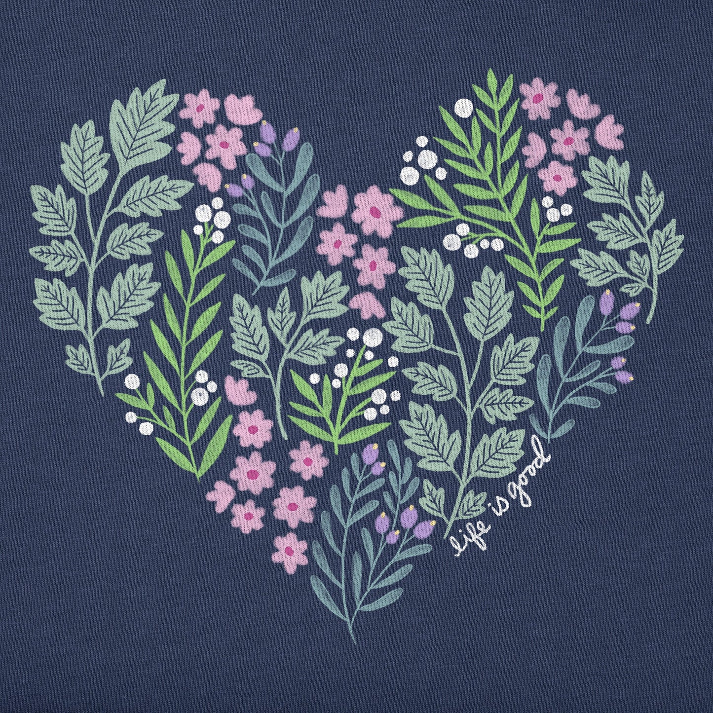 Women's Winter Flowers Heart Long Sleeve Crusher Tee