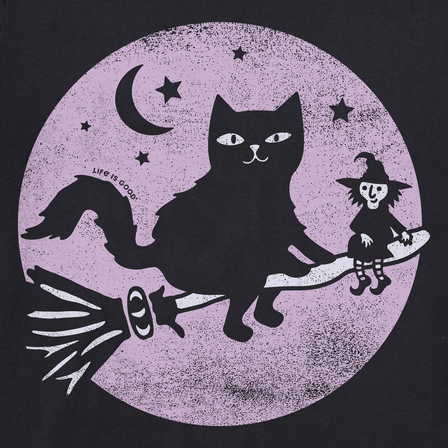Women's Cat and Tiny Witch Short Sleeve Crusher Boxy Tee