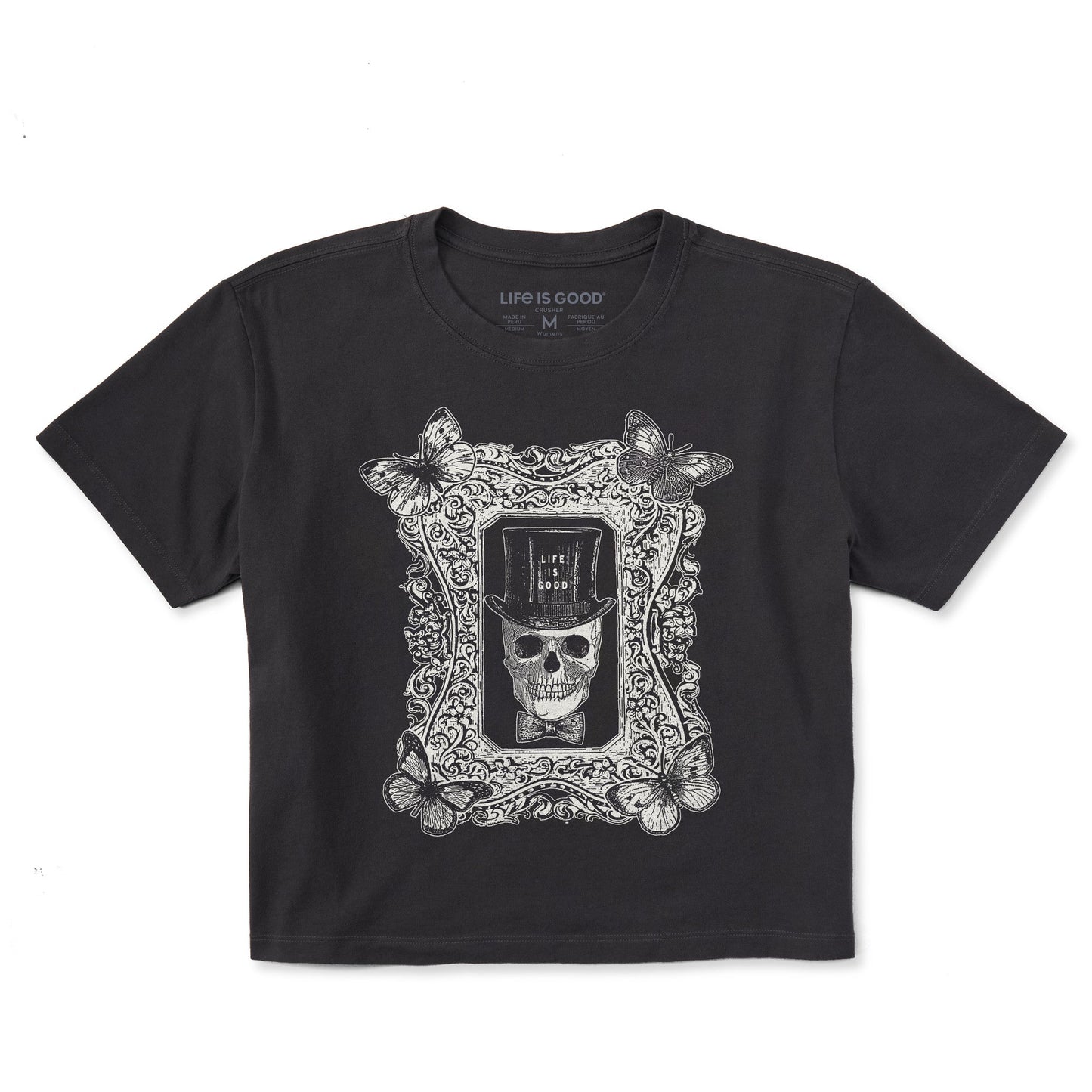Women's Antique Treat Every Day Skull Short Sleeve Crusher Boxy Tee