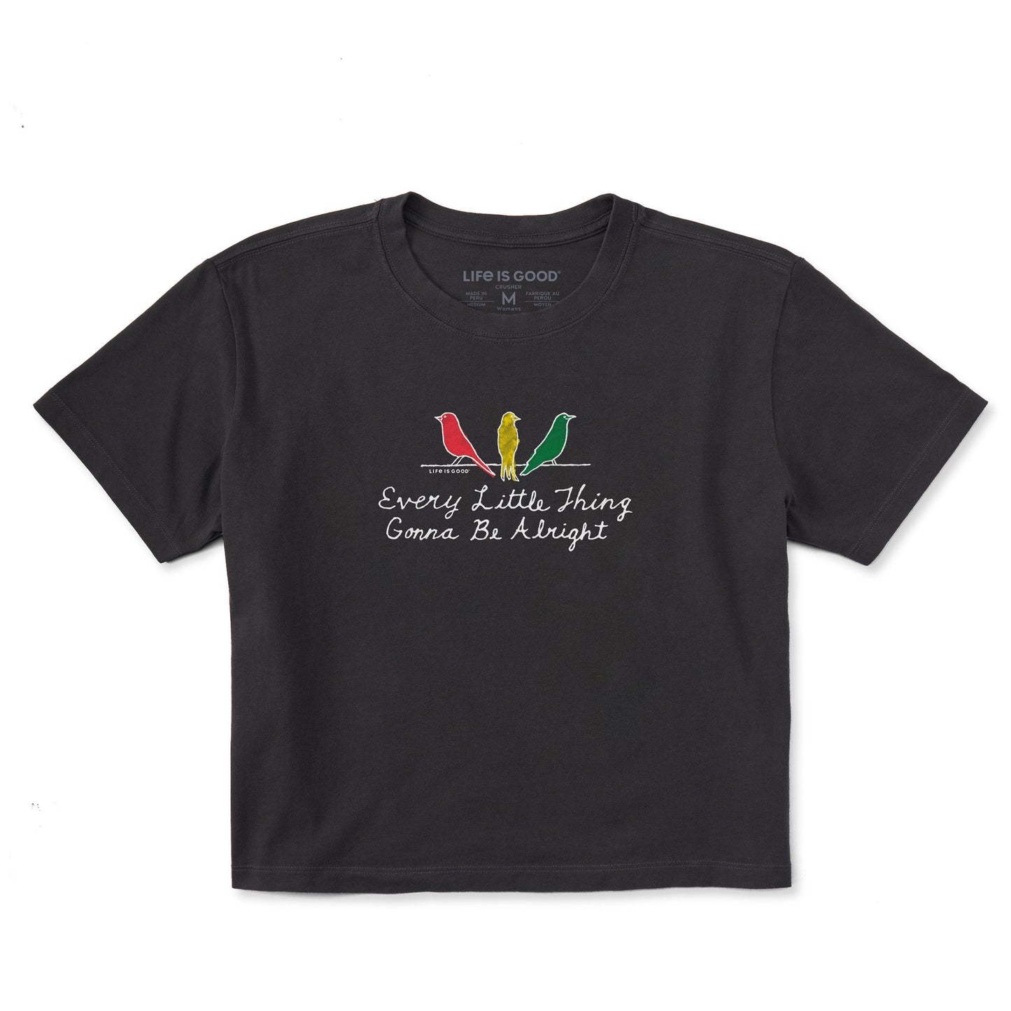 Women's Three Little Birds Gonna Be Alright Short Sleeve Crusher Boxy Tee