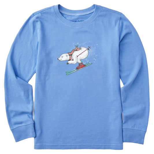 Kids Polar Bear on the Slopes Long Sleeve Crusher Tee