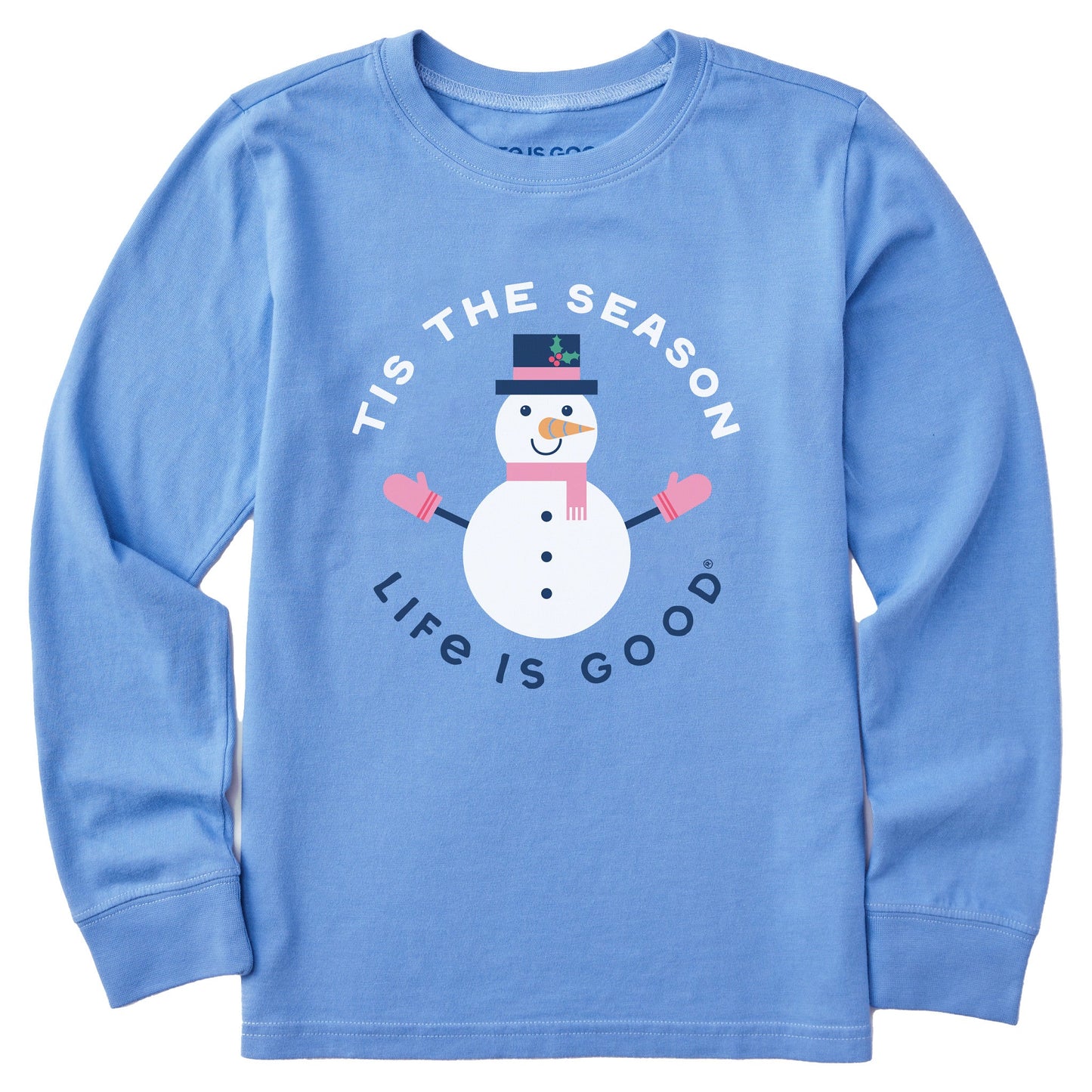 Kids Tis the Season Snowman Long Sleeve Crusher Tee