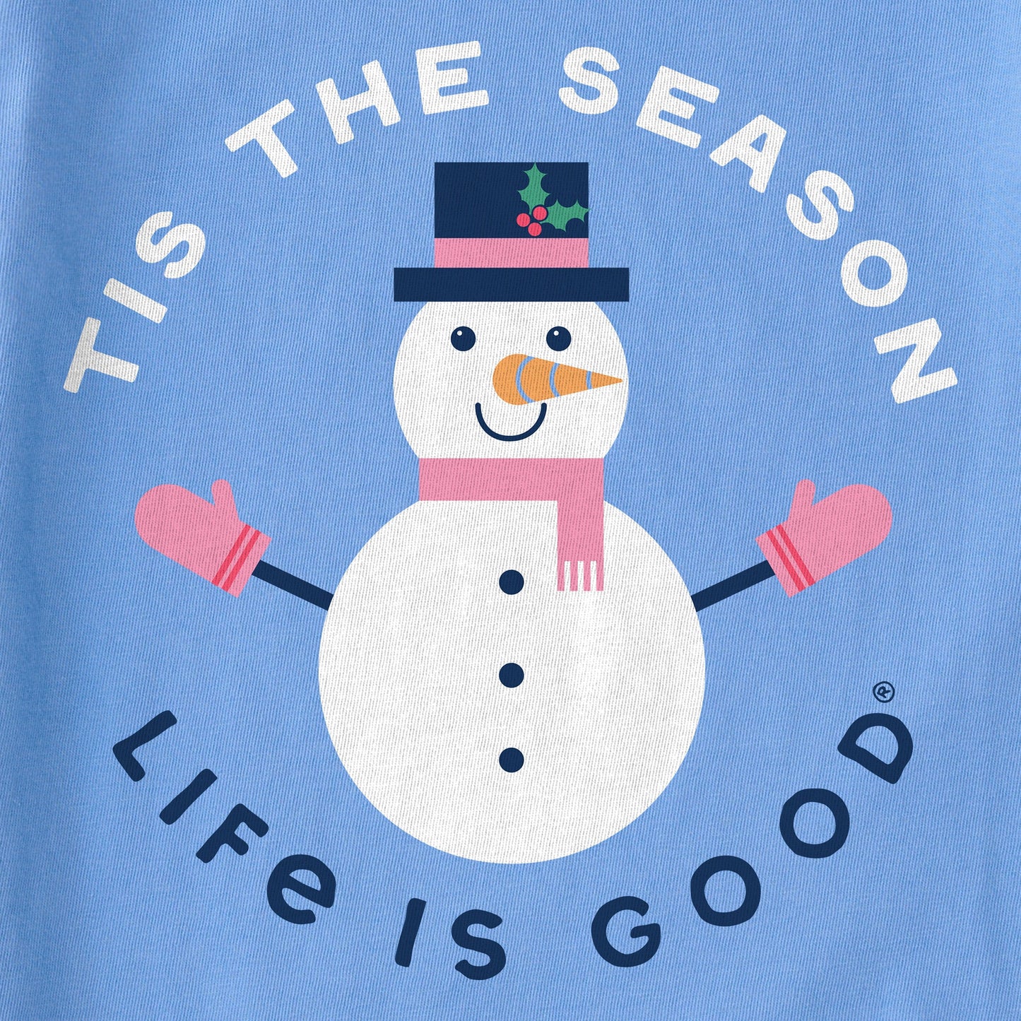 Kids Tis the Season Snowman Long Sleeve Crusher Tee