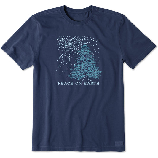 Men's Peace On Earth Xmas Tree Short Sleeve Crusher Tee