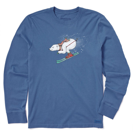 Men's Polar Bear on the Slopes Long Sleeve Crusher Tee