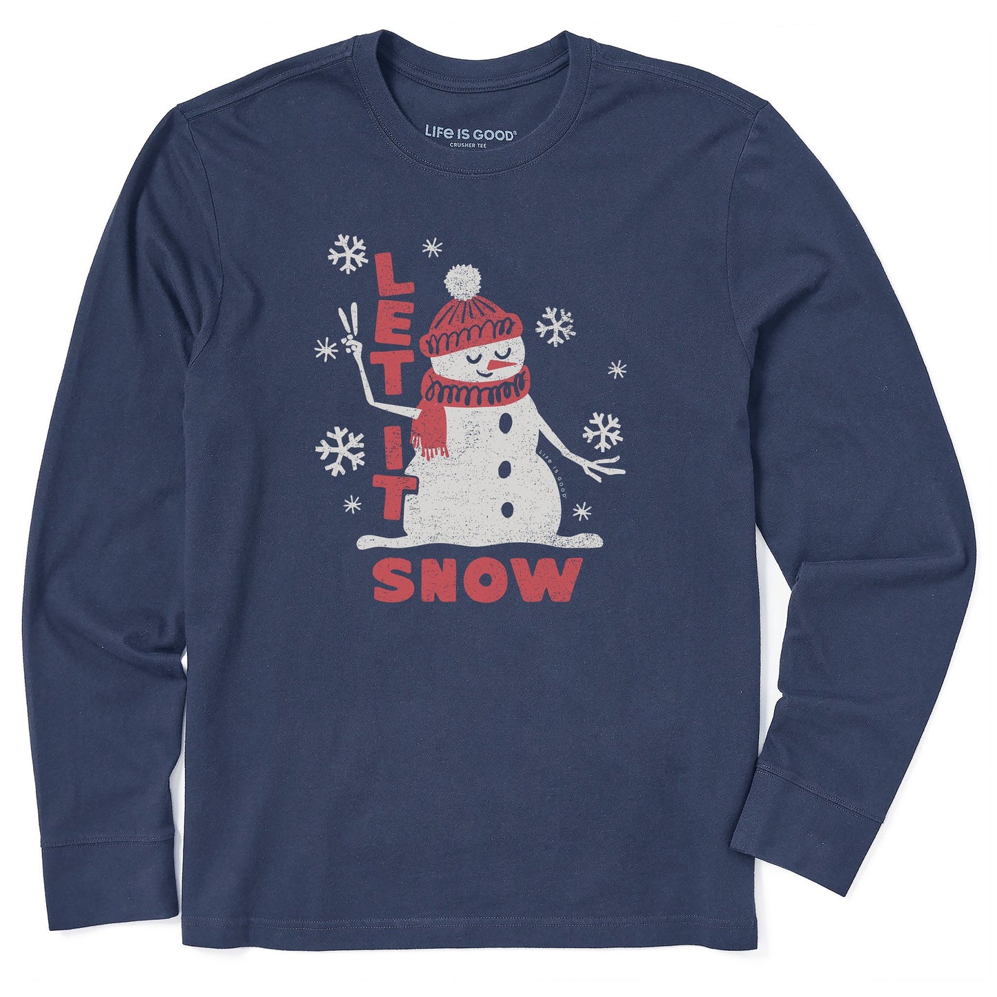 Men's Let it Snow Snowman Long Sleeve Crusher Tee