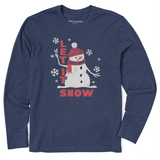 Men's Let it Snow Snowman Long Sleeve Crusher Tee
