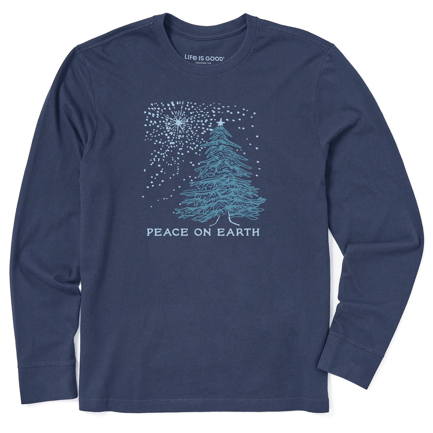 Men's Peace On Earth Xmas Tree Long Sleeve Crusher Tee