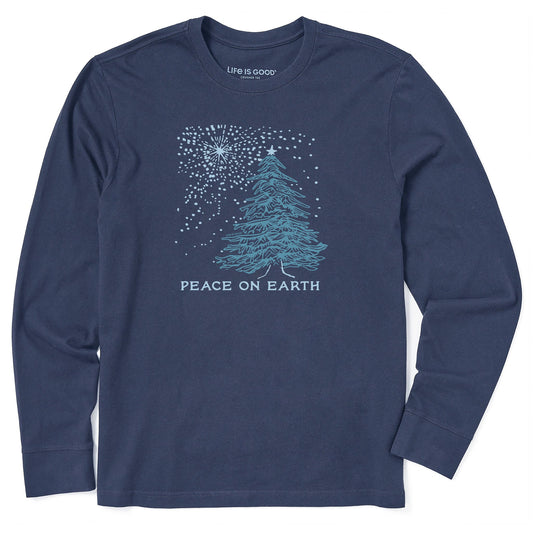 Men's Peace On Earth Xmas Tree Long Sleeve Crusher Tee