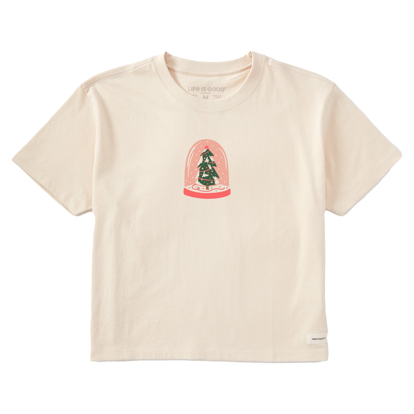 Women's Christmas Snowglobe Short Sleeve Crusher Boxy Tee