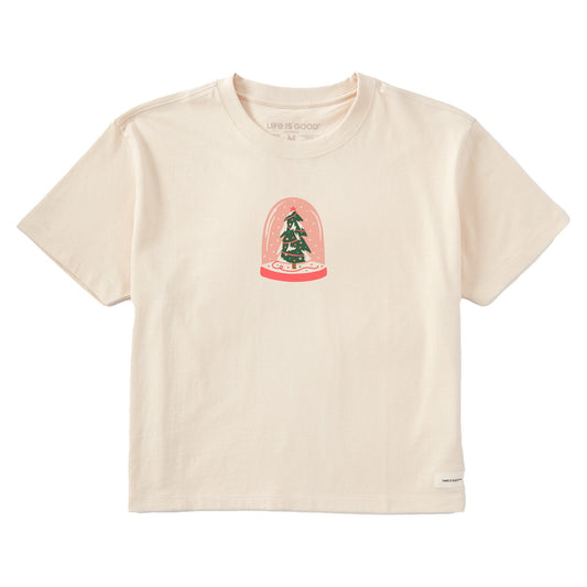 Women's Christmas Snowglobe Short Sleeve Crusher Boxy Tee