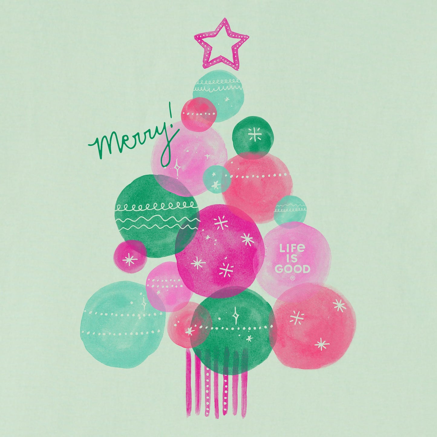 Women's Watercolor Xmas Tree Short Sleeve Crusher Boxy Tee