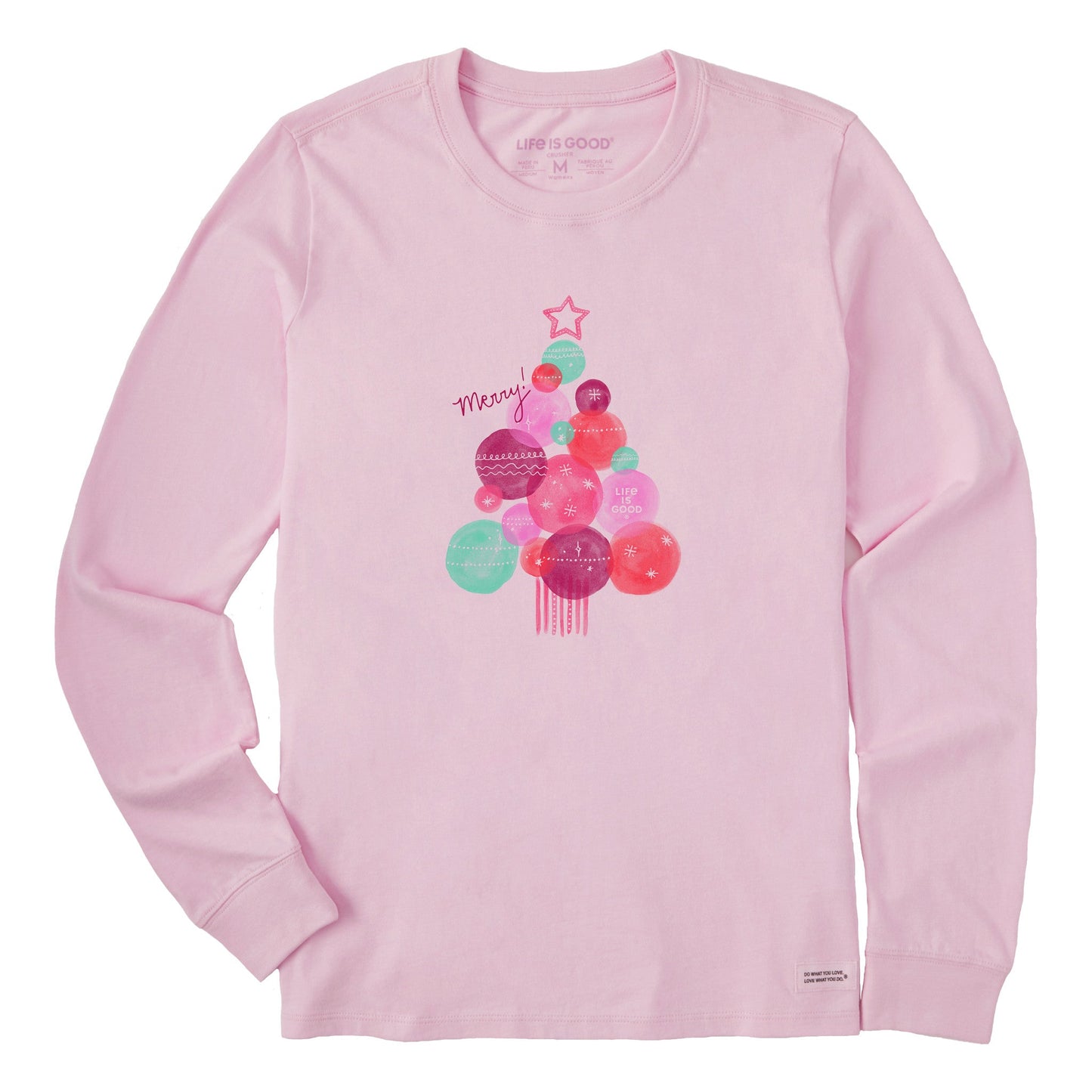 Women's Watercolor Xmas Tree Long Sleeve Crusher Tee