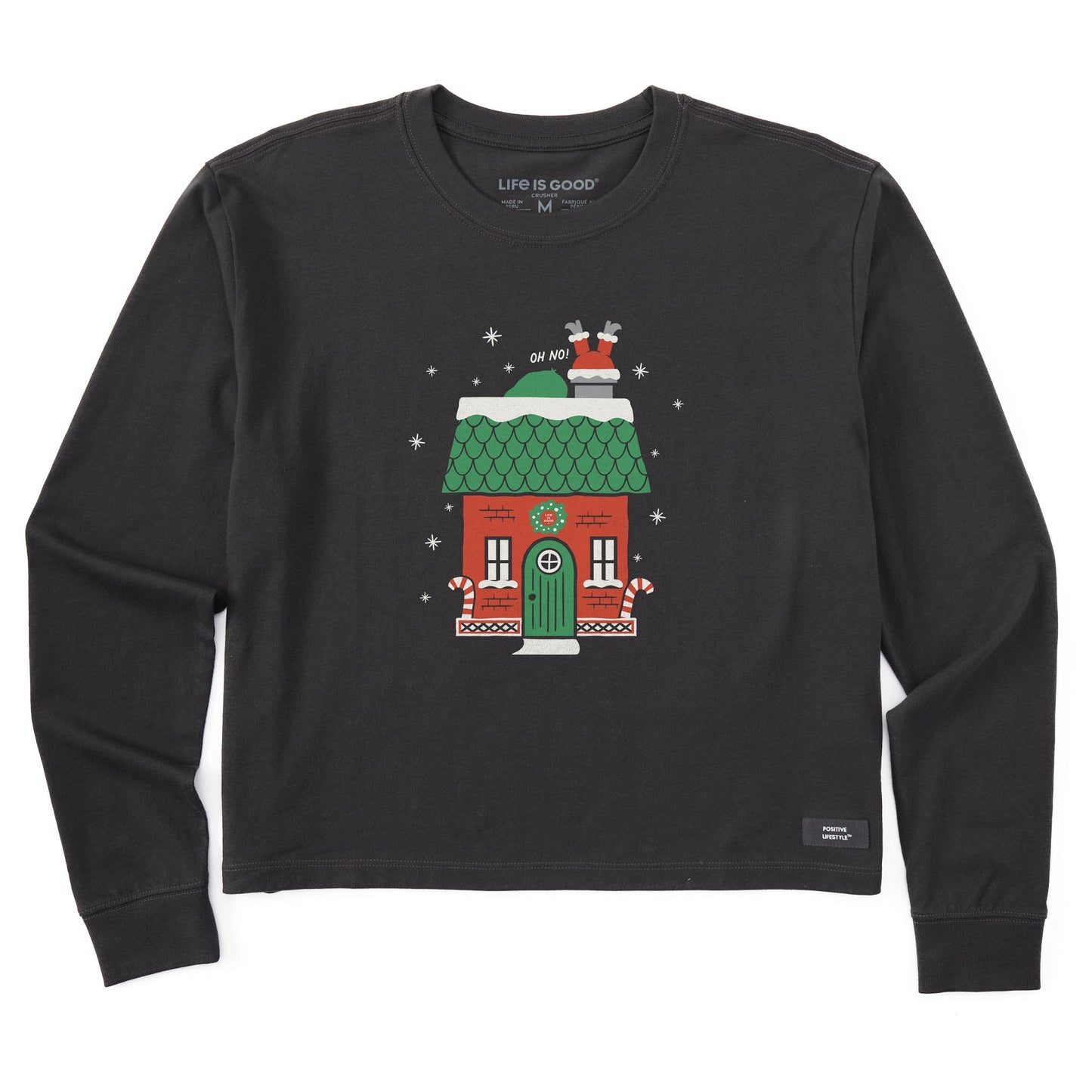 Women's Chimney Santa Long Sleeve Crusher Boxy Tee