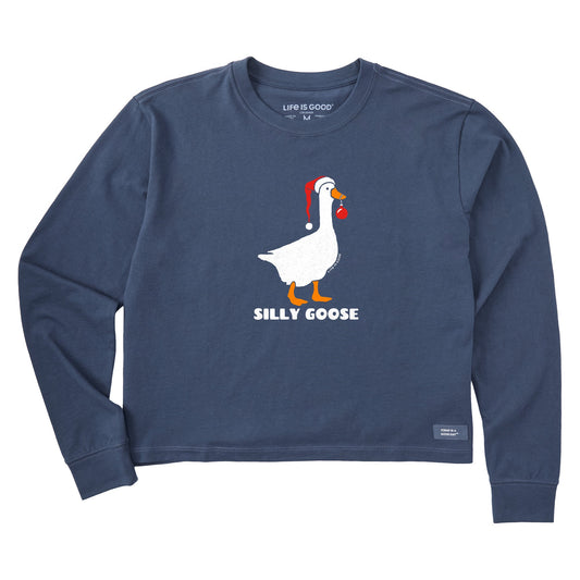 Women's Silly Xmas Goose Long Sleeve Crusher Boxy Tee