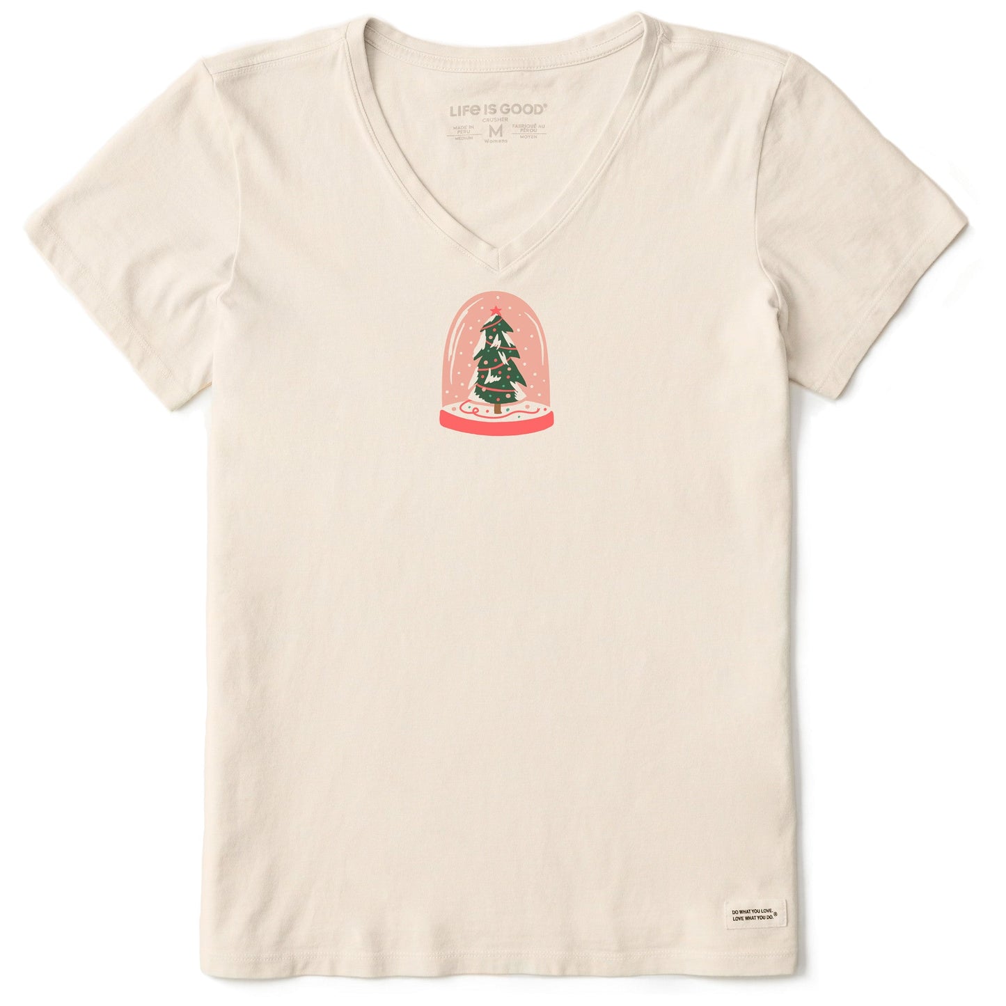 Women's Christmas Snowglobe Short Sleeve Crusher Vee