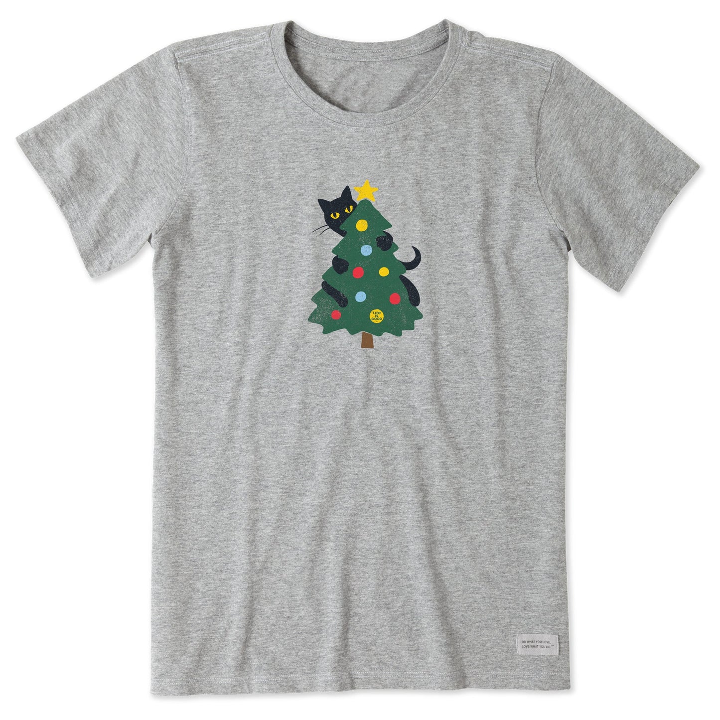 Women's Cat Christmas Tree Short Sleeve Crusher Tee