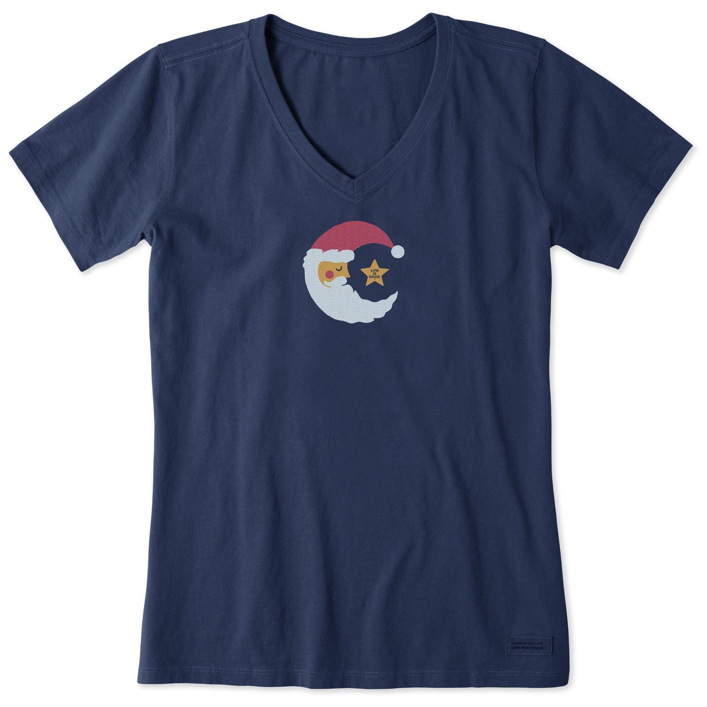 Women's Santa Moon Short Sleeve Crusher Vee