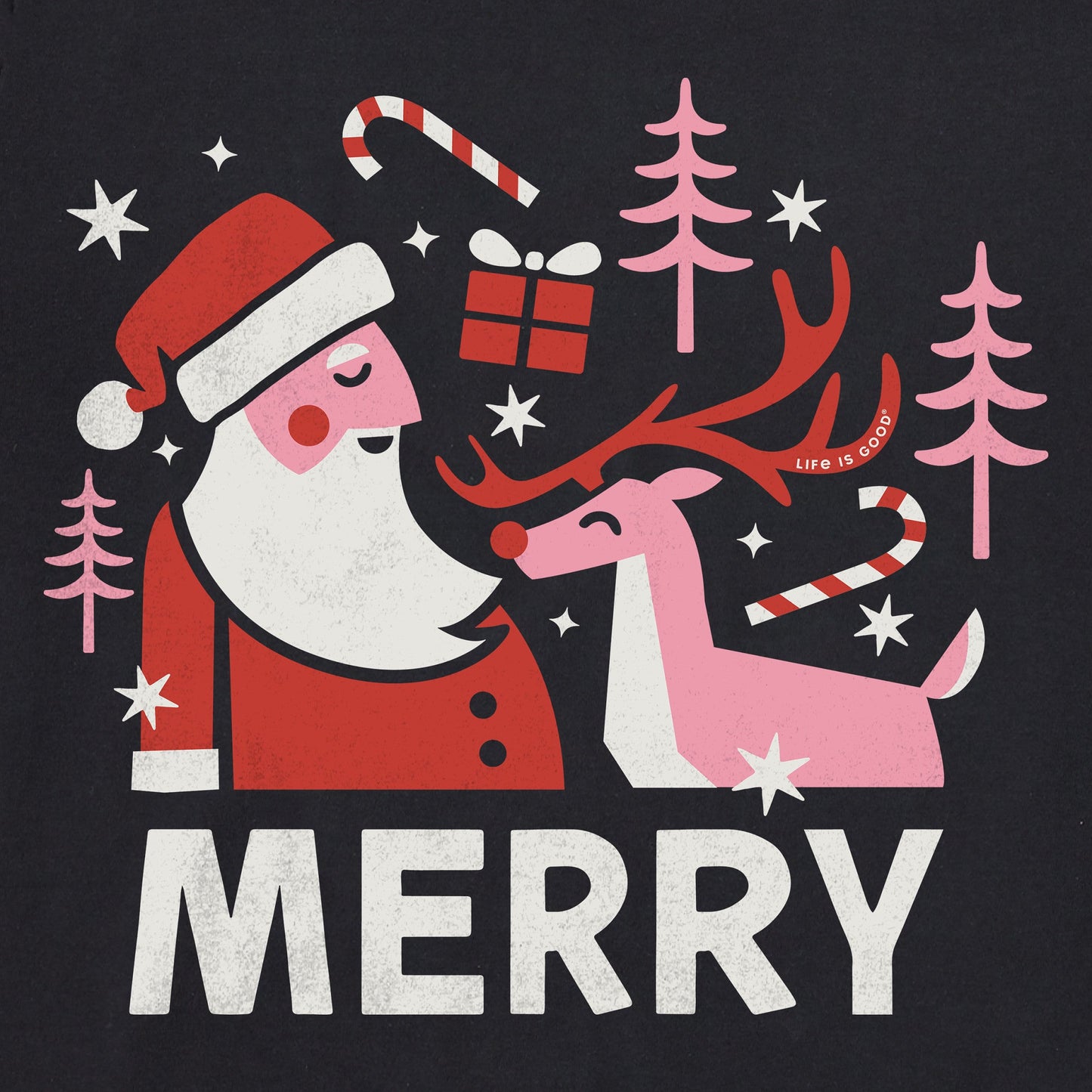 Men's Merry Santa & Rudolph Long Sleeve Crusher Tee