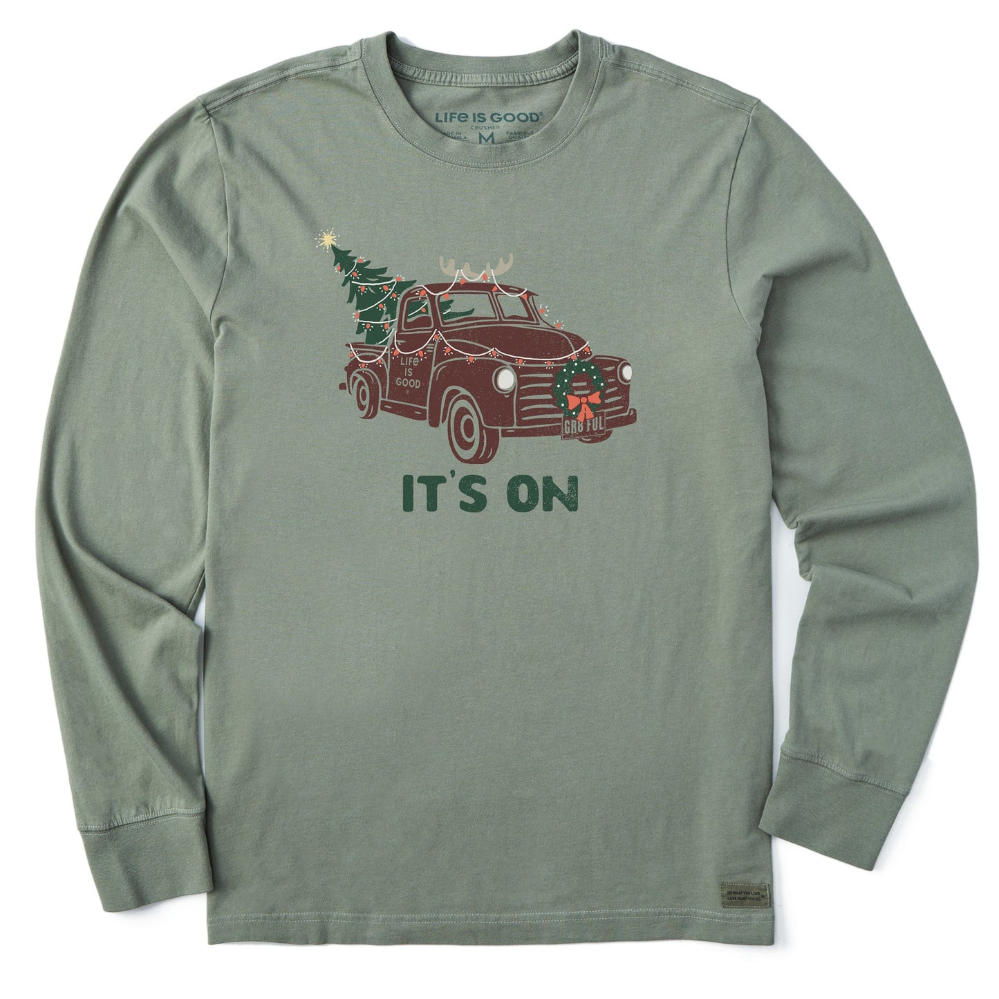 Men's It's On Christmas Truck Long Sleeve Crusher Tee