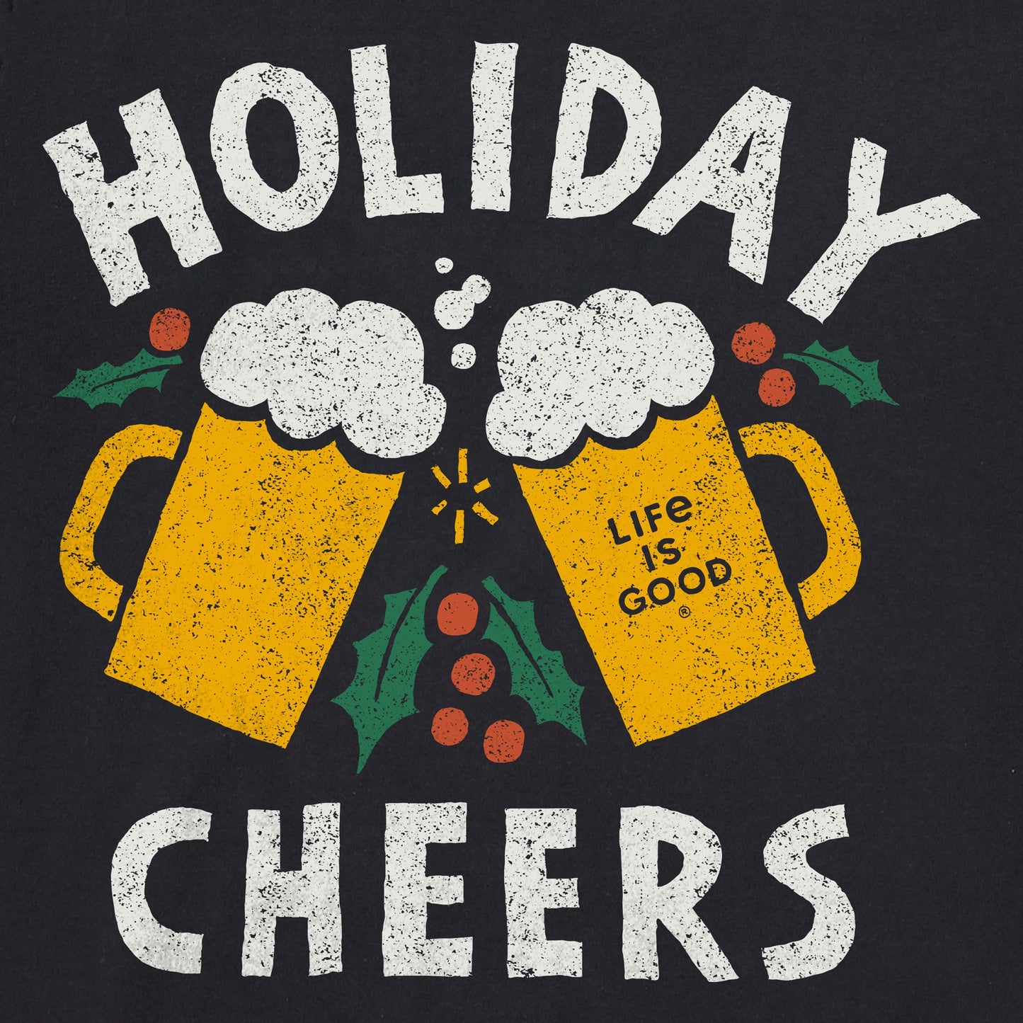 Men's Holiday Cheers Long Sleeve Crusher Tee