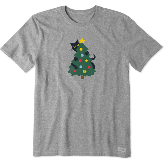 Men's Cat Christmas Tree Short Sleeve Crusher Tee