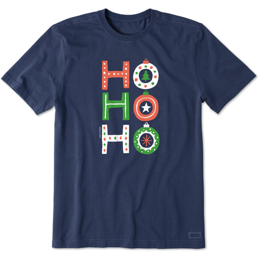 Men's Ho Ho Ho Ornaments Short Sleeve Crusher Tee