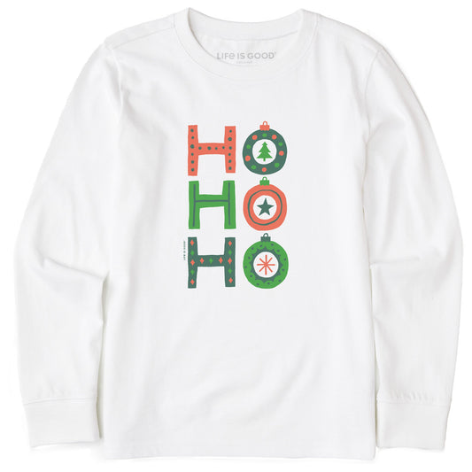 Kids Ho Ho Ho Ornaments Long Sleeve Crusher Tee