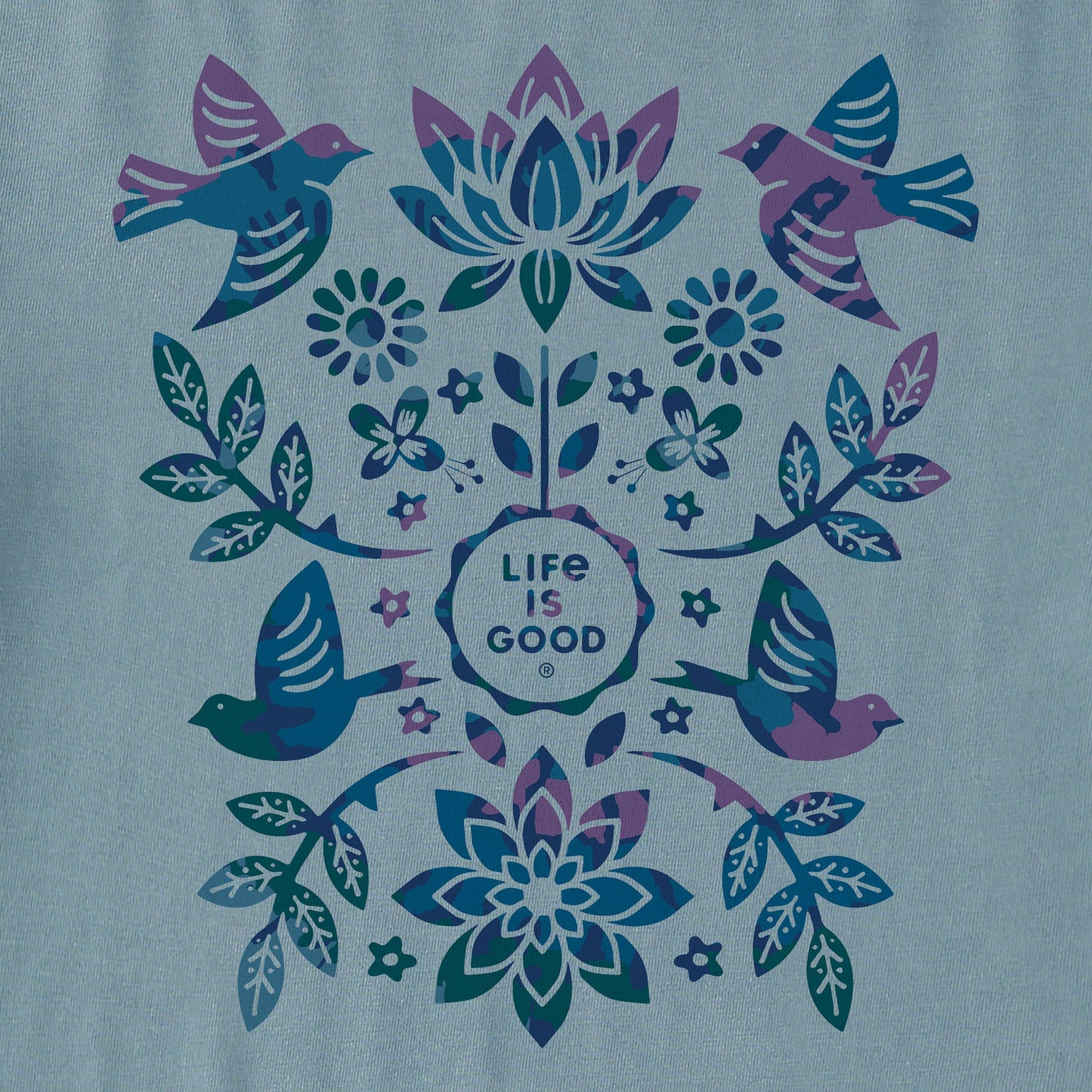 Women's Folk Art Garden Tie Dye Short Sleeve Tee