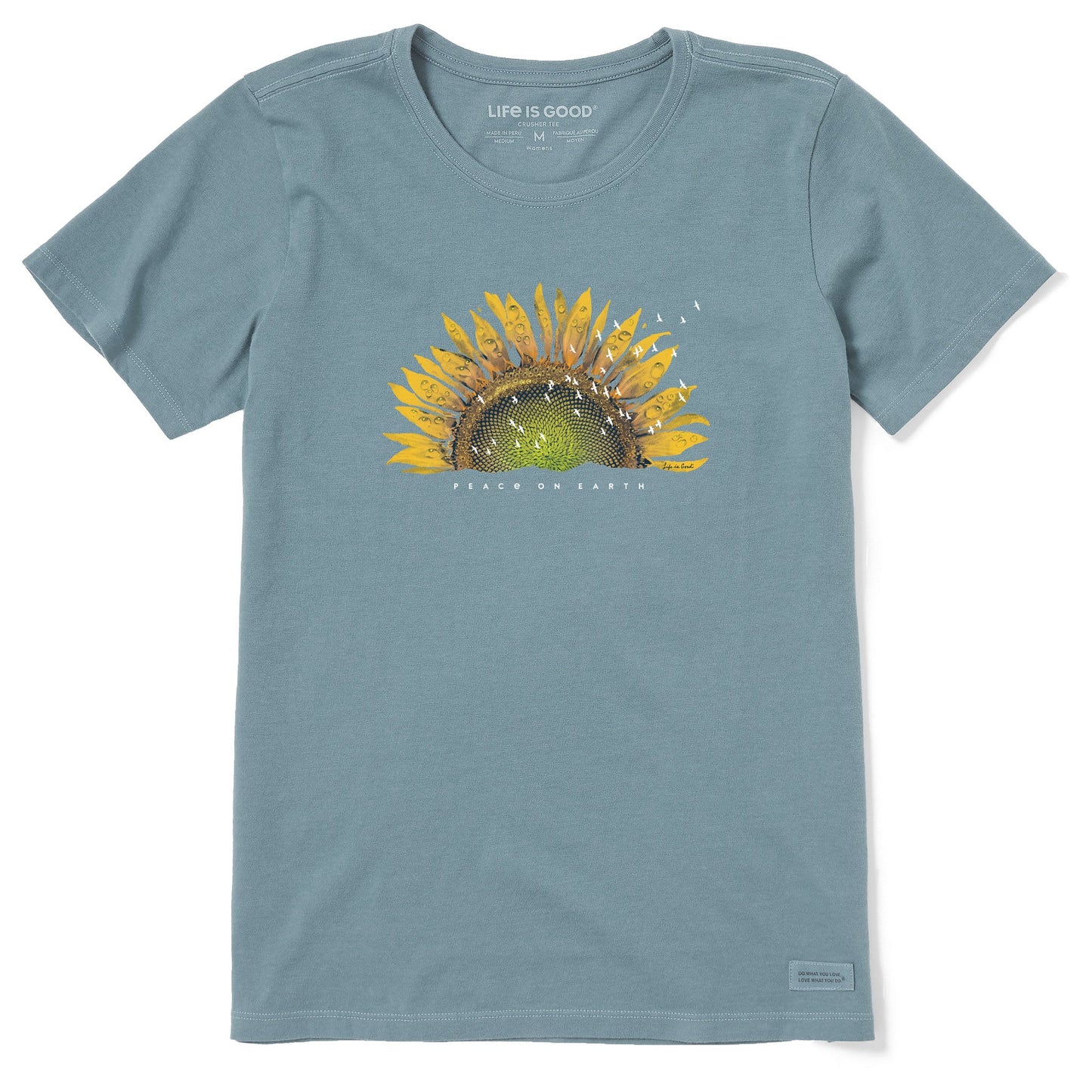 Women's Sunflower Dew Peace on Earth Short Sleeve Tee