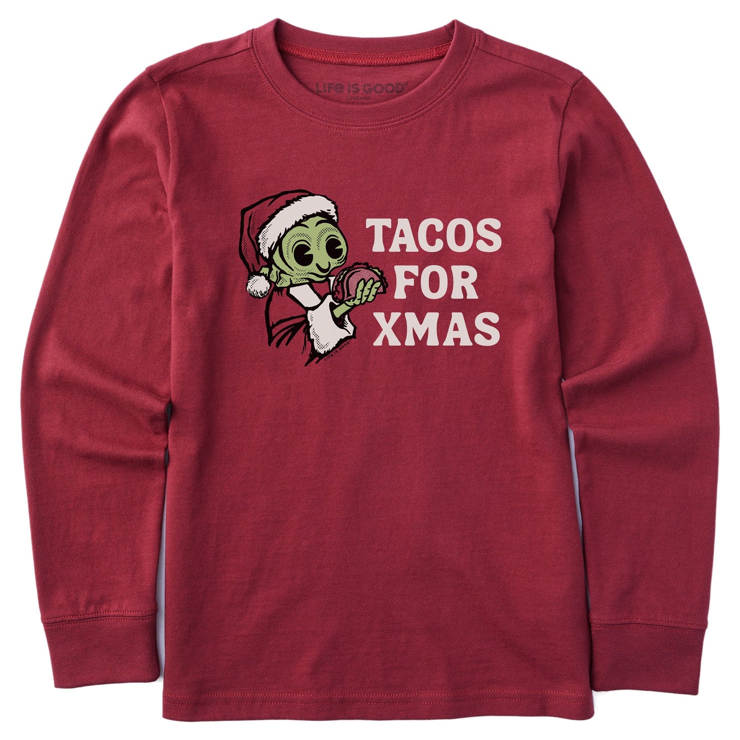 Kids Tacos for Xmas Alien Long Sleeve Crusher Tee