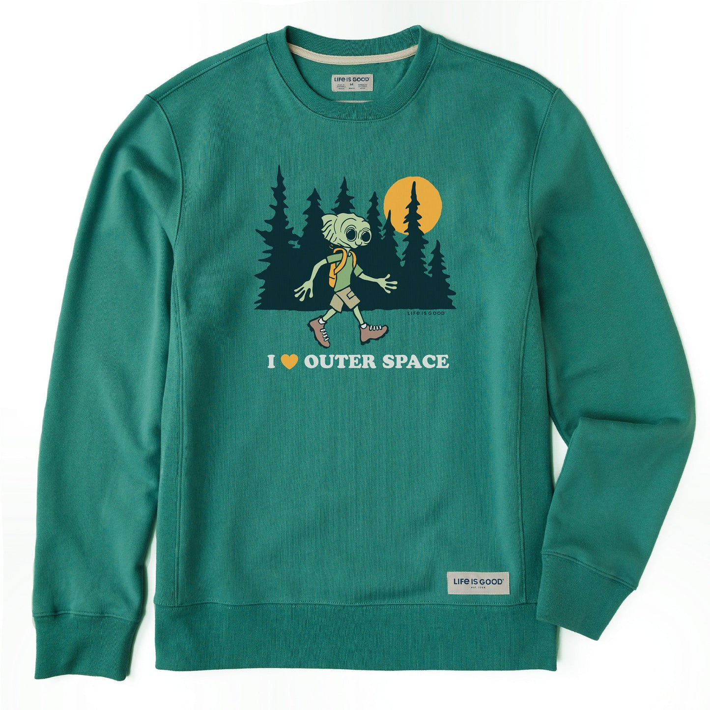 Men's I Love Outer Space Hiking Alien Simply True Fleece Crew