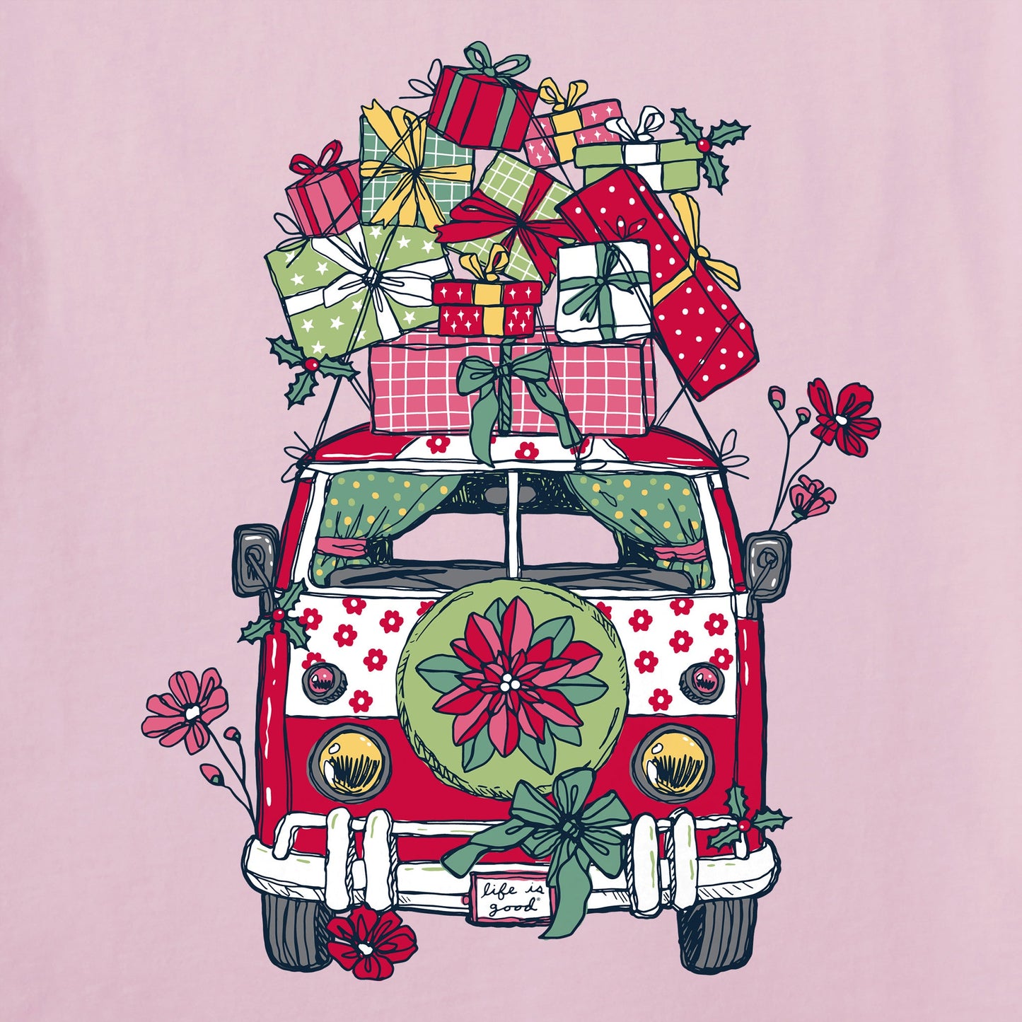 Women's Christmas Van Long Sleeve Crusher Tee