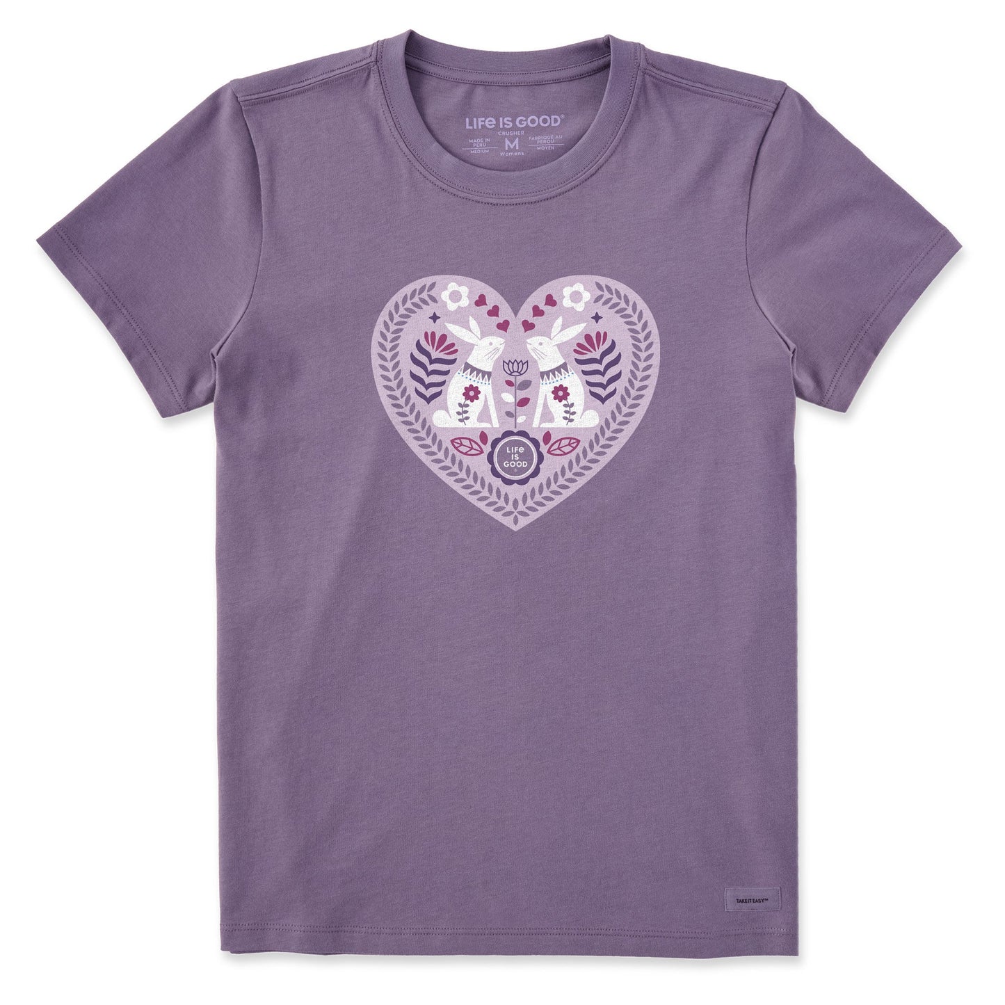 Women's Scandinavian Heart Bunnies Short Sleeve Crusher Tee