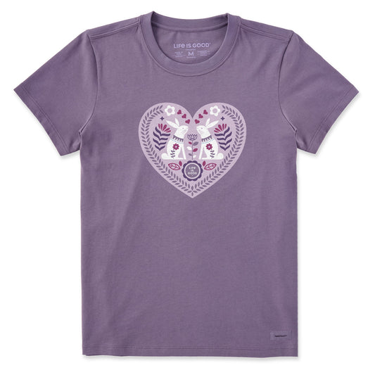Women's Scandinavian Heart Bunnies Short Sleeve Crusher Tee