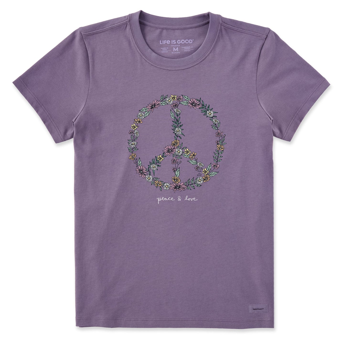Women's Wildflower Love Peace Sign Short Sleeve Tee
