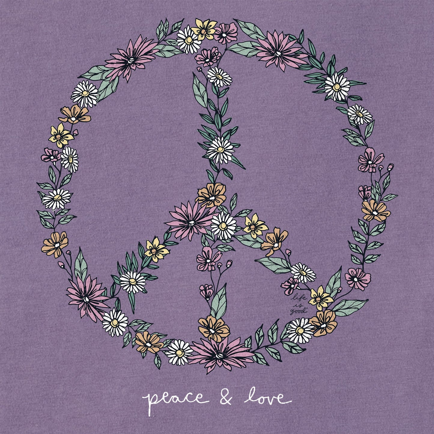 Women's Wildflower Love Peace Sign Short Sleeve Tee