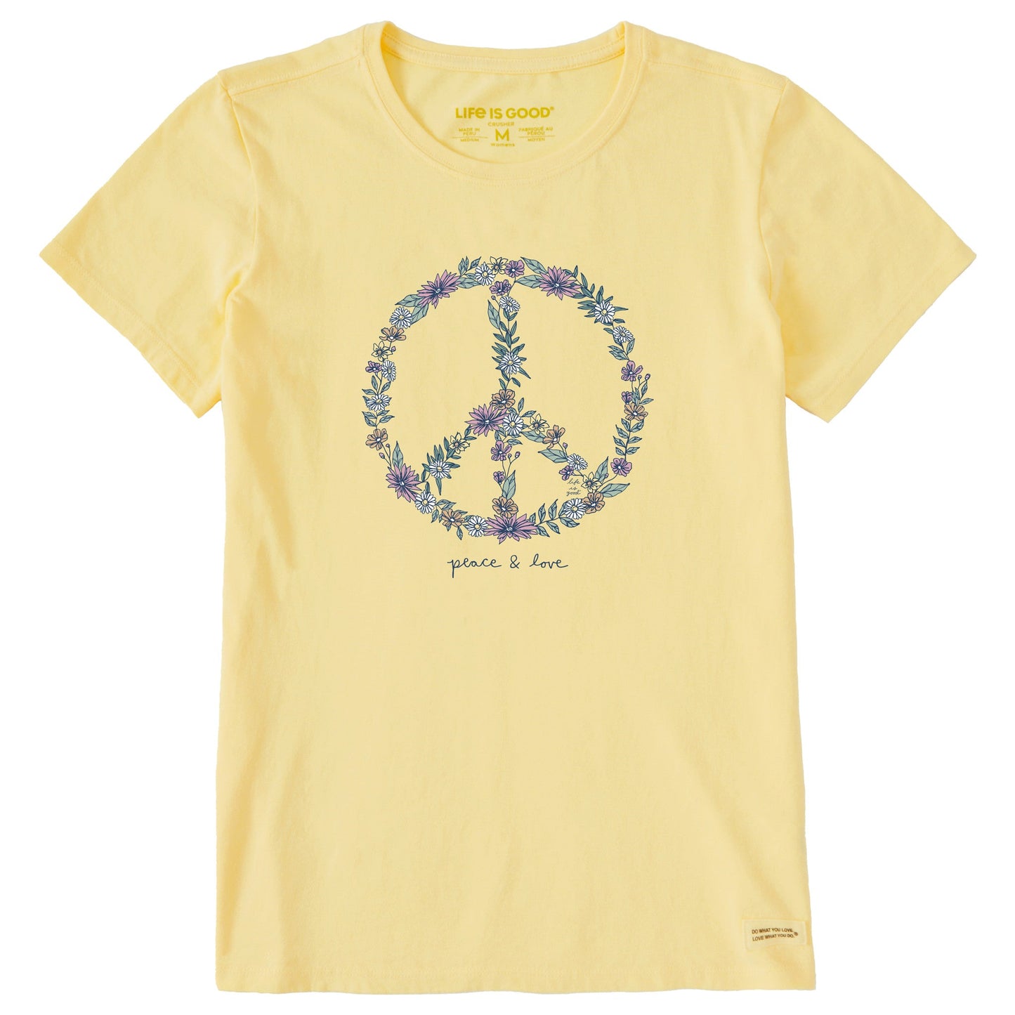 Women's Wildflower Love Peace Sign Short Sleeve Tee