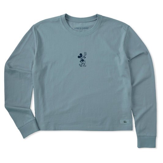 Women's Steamboat Willie Peace Mini Long Sleeve Crusher Boxy Tee