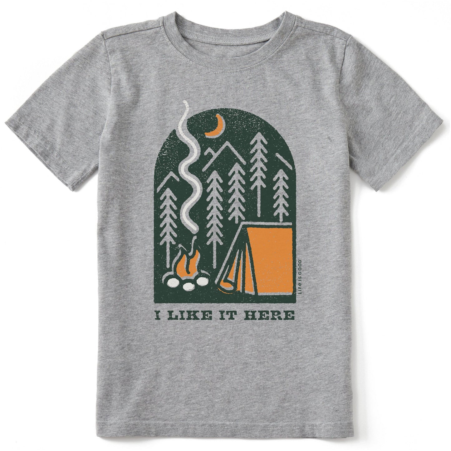 Kids I Like it Here at the Campsite Short Sleeve Crusher Tee