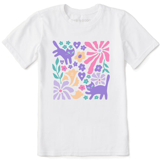 Kids Cats in Flower Field Short Sleeve Crusher Tee
