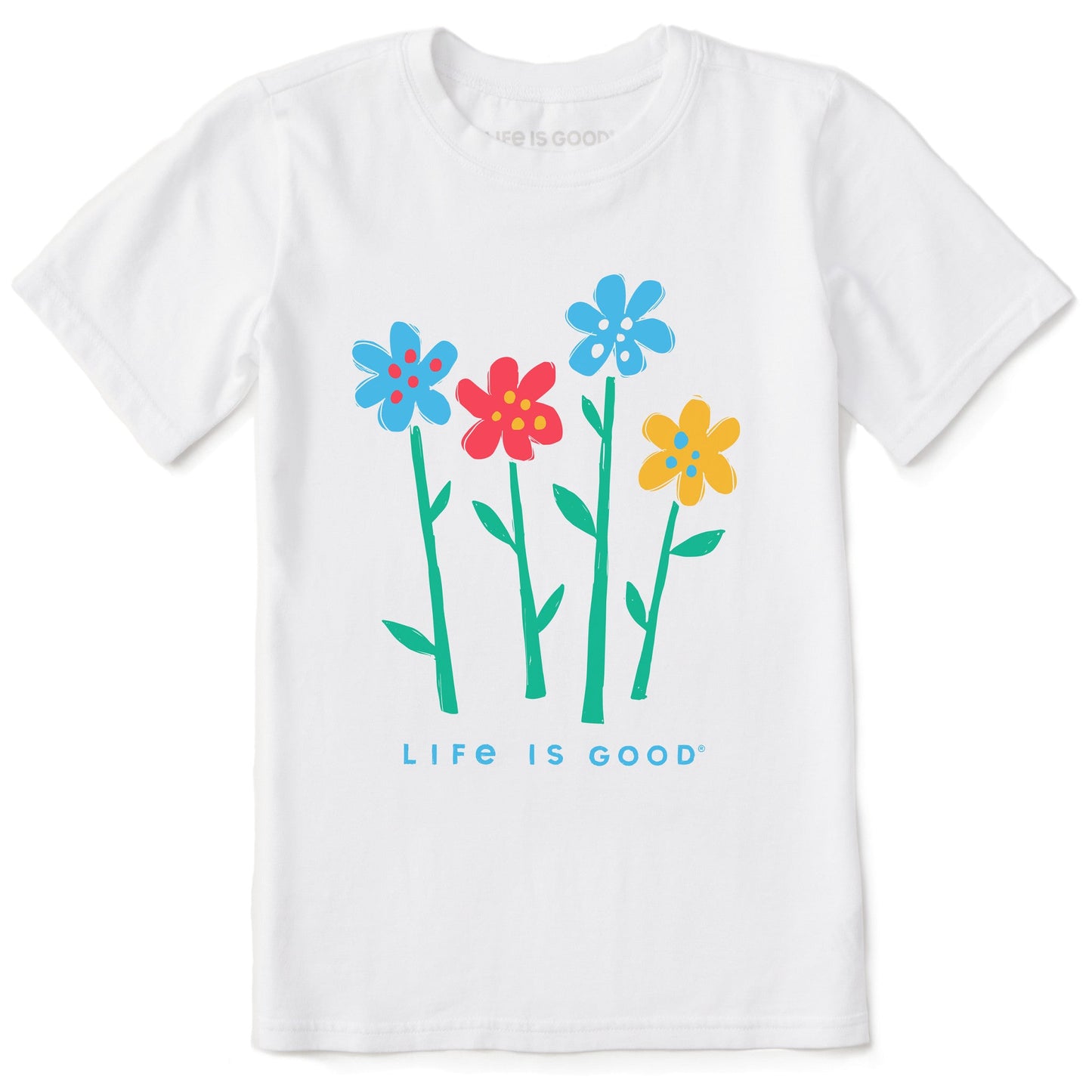 Kids Four Flowers in a Row Short Sleeve Crusher Tee