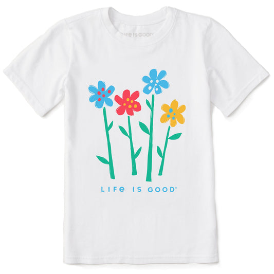 Kids Four Flowers in a Row Short Sleeve Crusher Tee