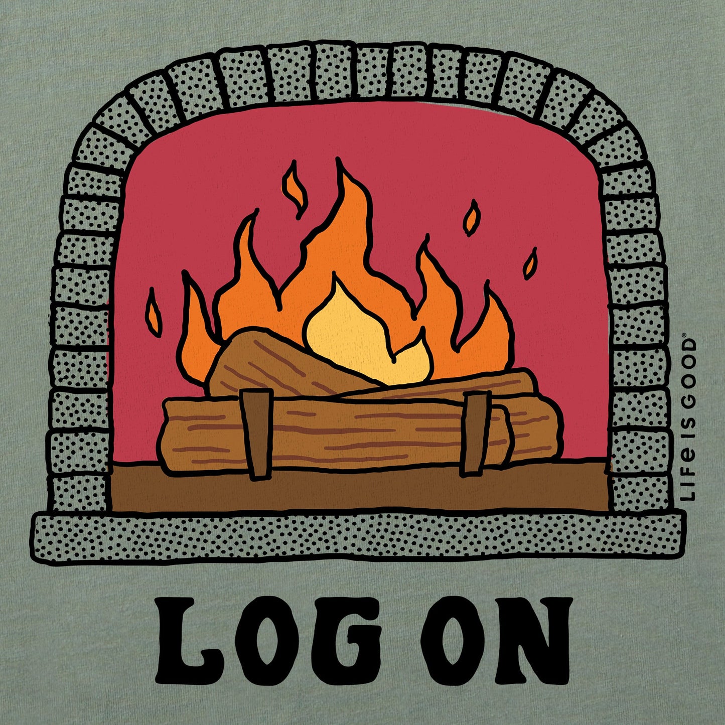 Men's Log On the Fire Short Sleeve Crusher Tee