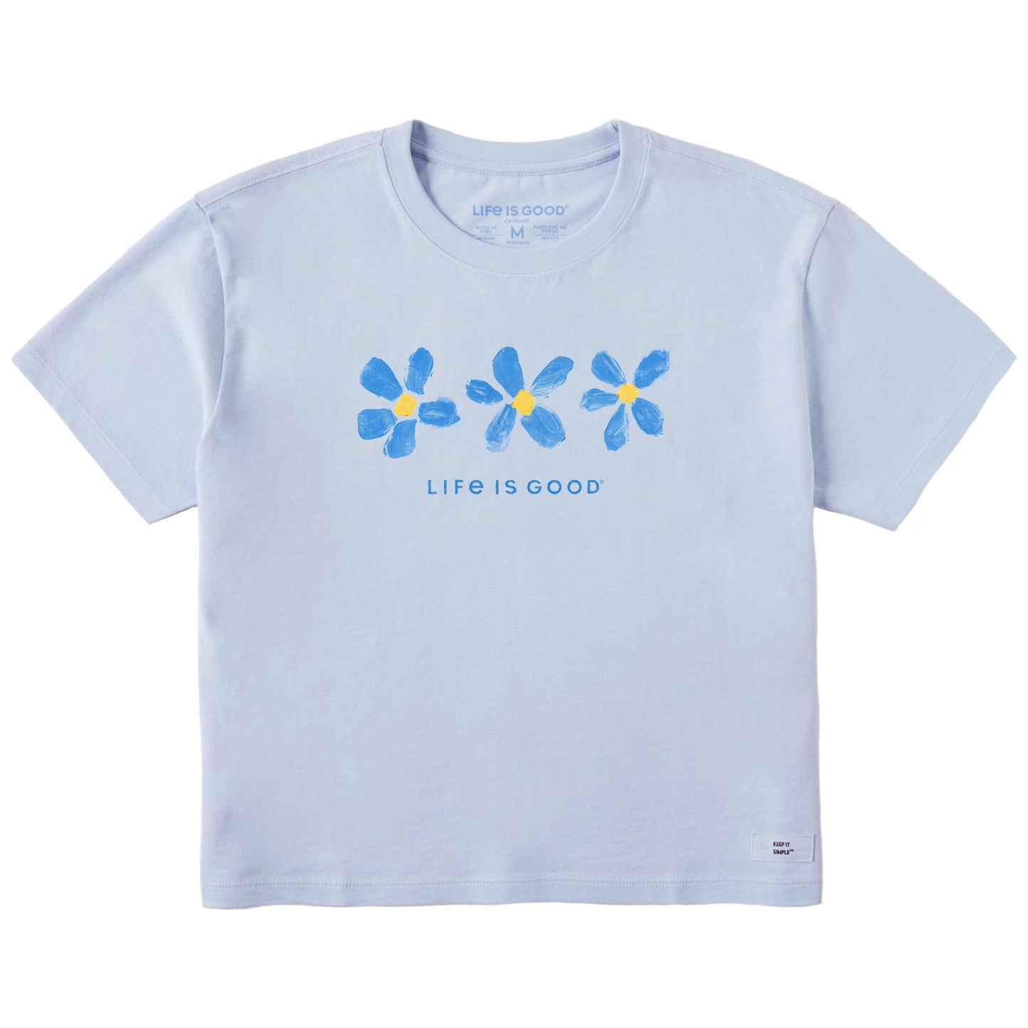 Women's Three Painted Flowers Short Sleeve Crusher Boxy Tee