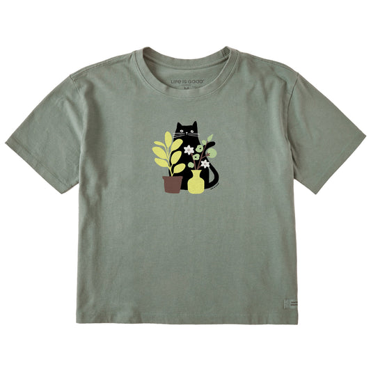 Women's Can you see the Cat? Short Sleeve Crusher Boxy Tee