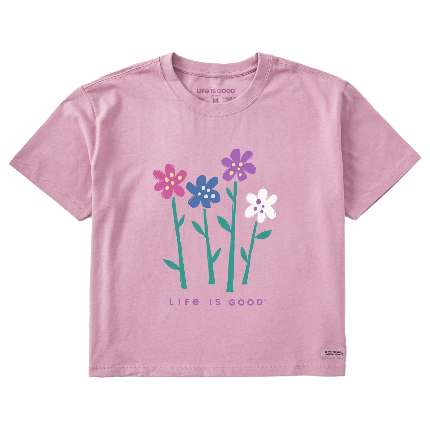 Women's Four Flowers in a Row Short Sleeve Crusher Boxy Tee